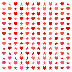 pattern of stars and hearts in cold red tones