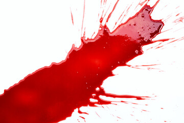 Drops of blood on white background.