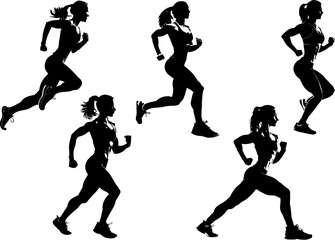 Silhouettes of fitness people, vector set 3