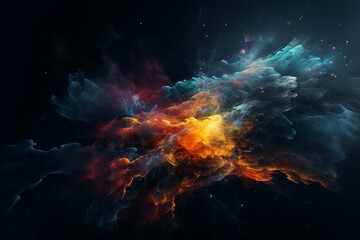 Fototapeta na wymiar A colorful space nebula against a dark backdrop. Generative AI
