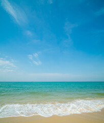 Beautiful Landscape summer vertical front viewpoint tropical sea beach white sand clean and blue...