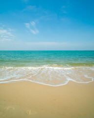 Beautiful Landscape summer vertical front viewpoint tropical sea beach white sand clean and blue...