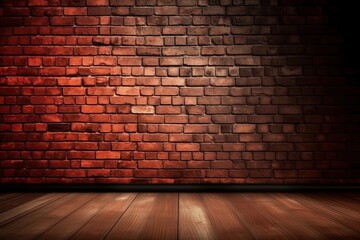 rustic interior design with a brick wall and wooden flooring Generative AI