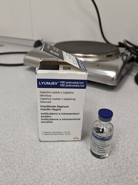 Prague,Czech republic &ndash; May 23 2023 : Pharmacy stock Lyumjev(insulin lispro - aabc) vial,Eli Lilly