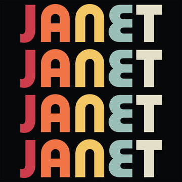 Janet Vintage Retro Personalized First Name 1970s Vintage T-shirt