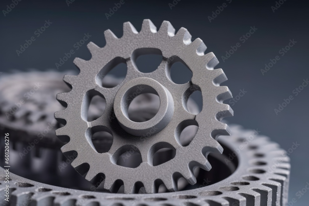 Aufkleber two gears in close proximity on a table, one larger than the other generative ai