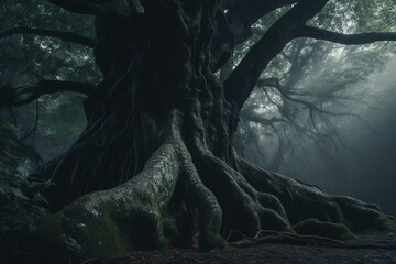 Eerie forest tree. Generative AI
