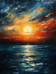 An impressionist painting of a sunset over the ocean Generative Ai