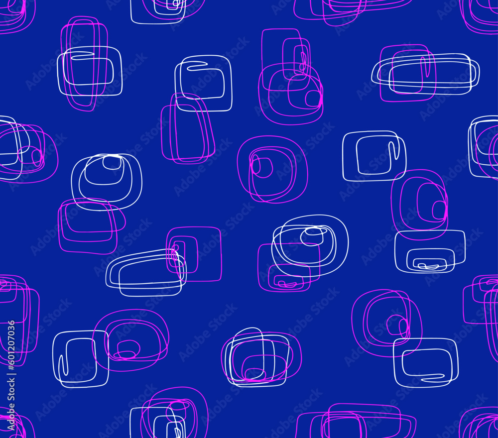Poster abstract stroked seamless pattern with hand drawn curved and wavy lines.