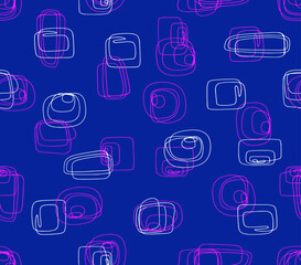 Abstract Stroked Seamless Pattern with Hand drawn curved and wavy lines.
