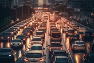 Congested traffic caused by modern technology. Generative AI