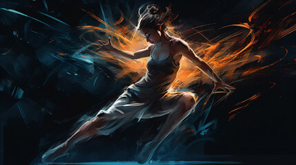 A digital abstract painting of a woman dancing Generative Ai