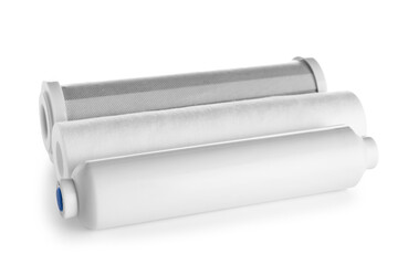 New water filter cartridges isolated on white background