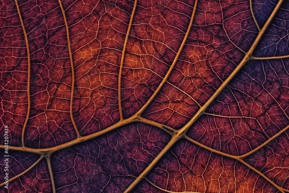 Aufkleber the intricate vein pattern of a leaf viewed up close generative ai