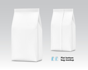 Hyper realistic vertical bag mockup. Half side view. Vector illustration. Can be use for template your design, presentation, promo, ad. EPS10.