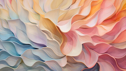 Abstract Flower Background Created from Thick, 3D Render Brushstrokes in Pastel Colors and Bas Relief - Generative AI