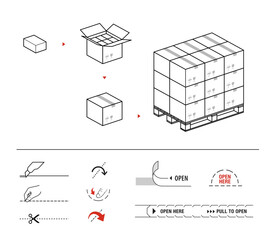 Set of package icons. Vector elements for infographics. Set of sign for detailed guideline. Ready for your design. EPS10.