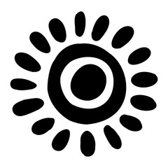 Sketch of sun. Hand drawn icon of summer symbol. Stylized sun flat vector illustration.