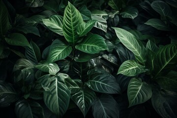 Background of lush green leaves. Generative AI