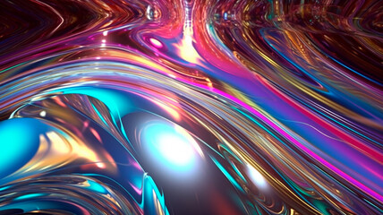 Chrome Holographic Abstract Design Background. Generative AI