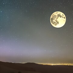 Fototapeta na wymiar A starry night sky with a full moon and twinkling stars1, Generative AI