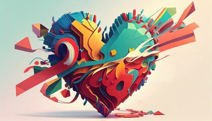 Heart in the style of bright geometric abstractions by Generative AI