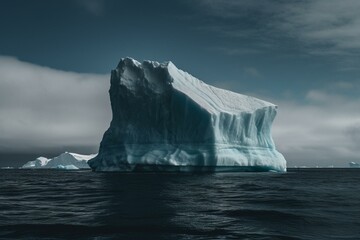 Fototapeta na wymiar A distant viewer observed a huge iceberg far away. Generative AI