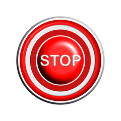Stop red circle glossy web icon on white background. Vector illustration EPS 10.