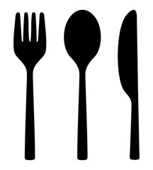 フォークとスプーンとナイフのシルエット