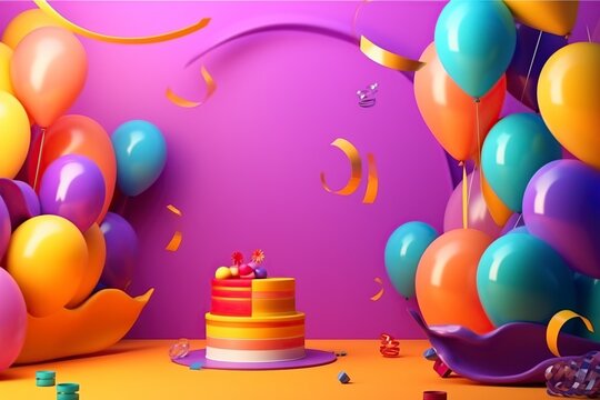 illustration, birthday party decoration , generative ai