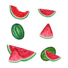 set of summer watermelon slices