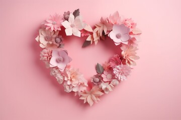 heart art background wedding rose valentine card day love flower pink. Generative AI.