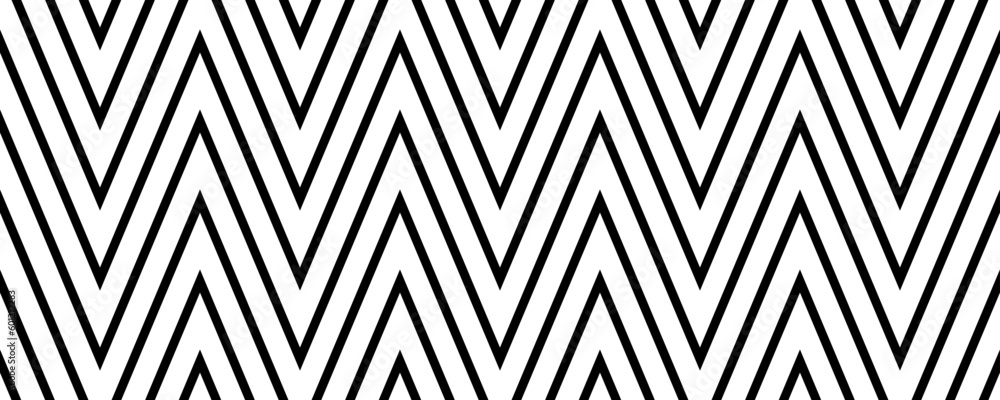 Poster zigzag seamless pattern. black and white chevron ornament background. repeating herringbone texture.