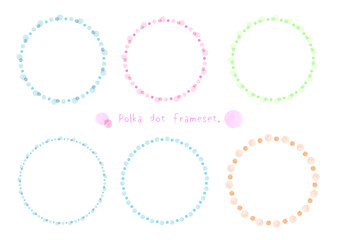 水彩の水玉フレーム セット