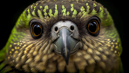 Kakapo New Zealand Parrot Animal Wildlife Closeup Picture Night Parrot Generative AI