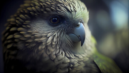 Kakapo New Zealand Parrot Animal Wildlife Closeup Picture Night Parrot Generative AI
