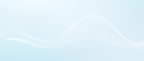 Undulate smooth wave lines design. Abstract flowing stripes template. White fluid curved shape on light teal blue background. Sea water or air concept. Vector wallpaper