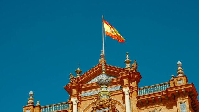 The stunning Plaza de Espana, Seville, Andalusia, Spain, built for the Ibero-American Exposition of 1929, designed by Anibal Gonzalez