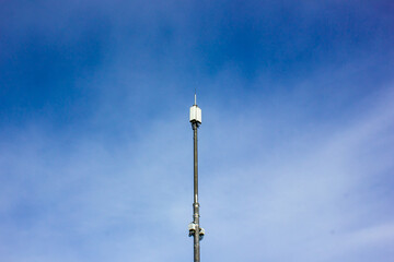 Cell tower against the sky. Base station. Radio tower.