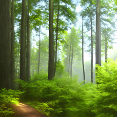 illustration of a peaceful forest during daylight 