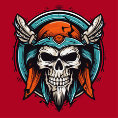 Mystical skull warrior artwork for tshirt