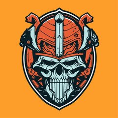 Obraz premium Abstract skull warrior graphic for tshirt
