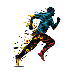 Obraz premium Colorful Geometric Art of Running Guy Editable art