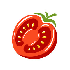 Red tomato isolated on white background. Vector illustration