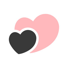 Black and pink hearts illustration isolated on white background. Vector illustration