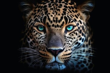Fototapeta na wymiar A close up portrait of mesmerizing leopard photography created with generative AI technology