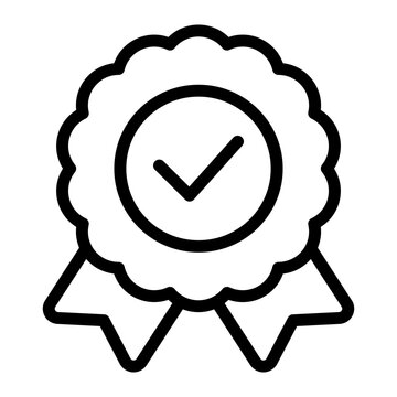 ribbon badge check simple line icon symbol