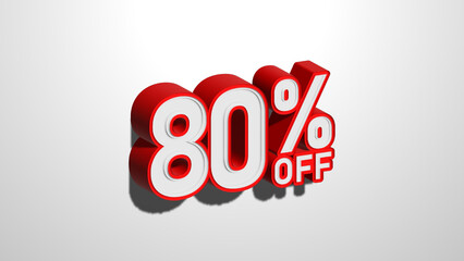 80 percent off discount promotion sale web banner. 80% percent off 3D illustration on white background