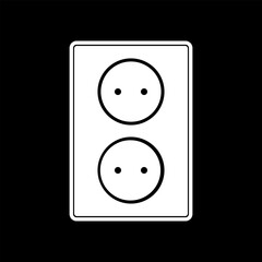 Wall socket icon on black.