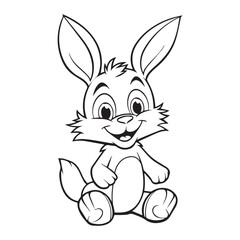 coloring hand drawn cute bunny cartoon